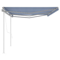 Tenda da Sole Retrattile Automatica con Pali 6x3 m Blu e Bianca 3070006