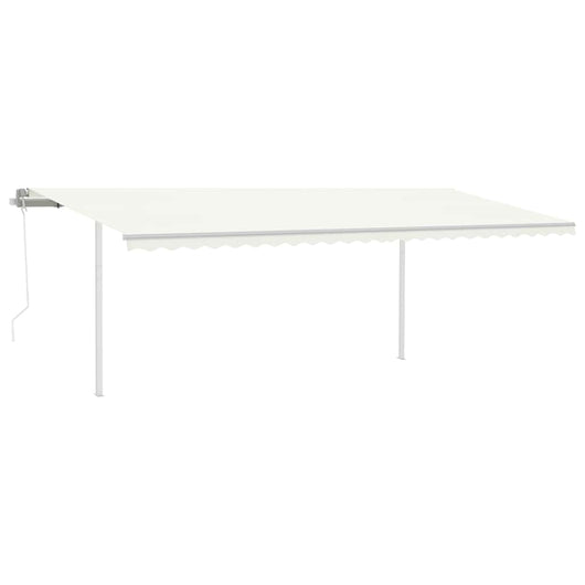 Tenda da Sole Retrattile Automatica con Pali 6x3 m Crema 3070007