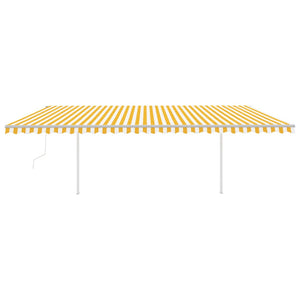 Tenda da Sole Retrattile Automatica Pali 6x3 m Gialla e Bianca 3070008