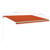 Tenda da Sole Retrattile Manuale LED 4x3,5 m Arancio Marrone