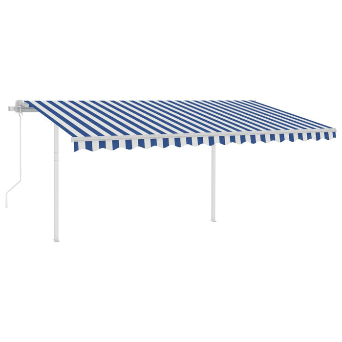 Tenda Automatica con Sensore Vento e LED 4x3,5 m Blu e Bianca 3070031
