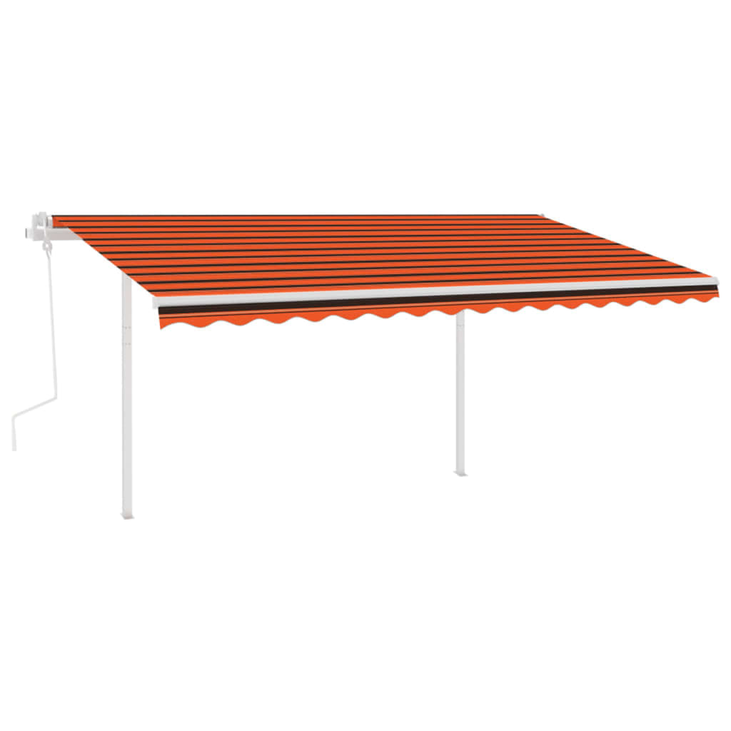 Tenda da Sole Retrattile Manuale Pali 4,5x3,5 m Arancio Marrone 3070040