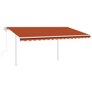 Tenda da Sole Retrattile Manuale Pali 4,5x3,5 m Arancio Marrone 3070040