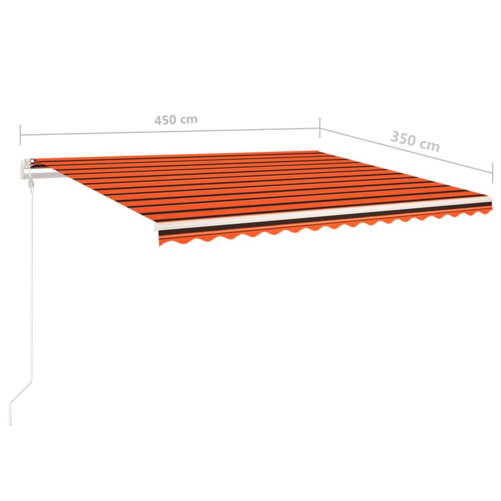 Tenda da Sole Retrattile Manuale Pali 4,5x3,5 m Arancio Marrone 3070040