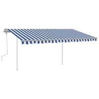 Tenda da Sole Retrattile Manuale con LED 4,5x3,5 m Blu e Bianca 3070041