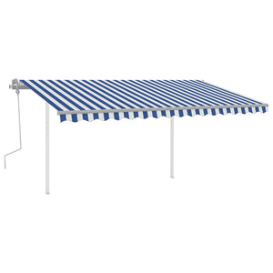 Tenda da Sole Retrattile Manuale con LED 4,5x3,5 m Blu e Bianca cod mxl 43726
