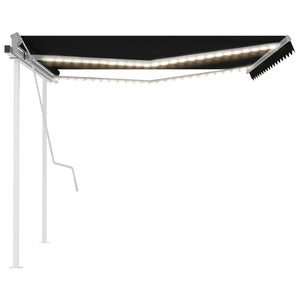 Tenda da Sole Retrattile Manuale con LED 4,5x3,5 m Antracite 3070044