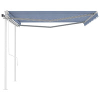 Tenda da Sole Retrattile Automatica e Pali 4,5x3,5 m Blu Bianca cod mxl 35380