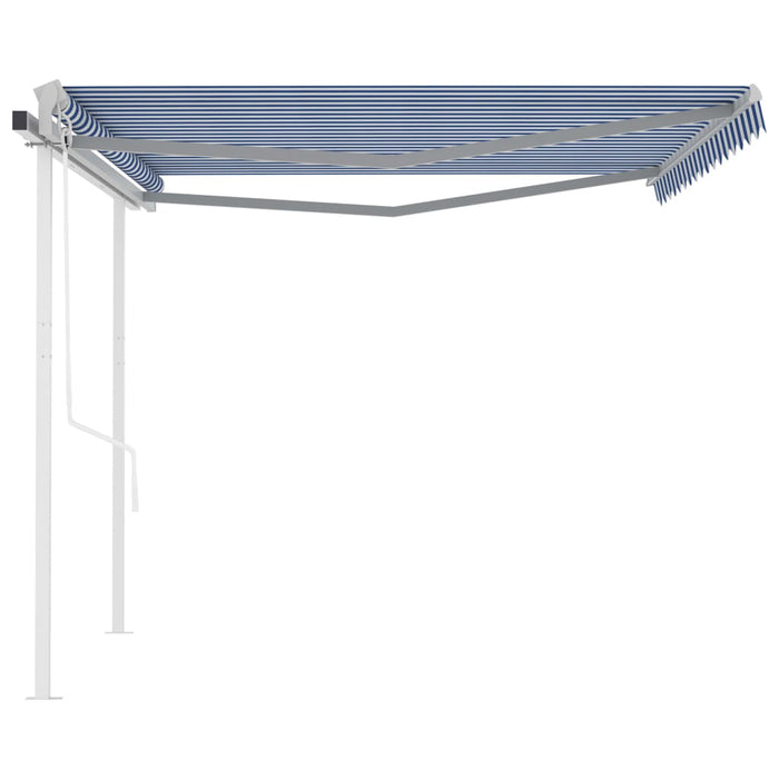 Tenda da Sole Retrattile Automatica e Pali 4,5x3,5 m Blu Bianca cod mxl 35380
