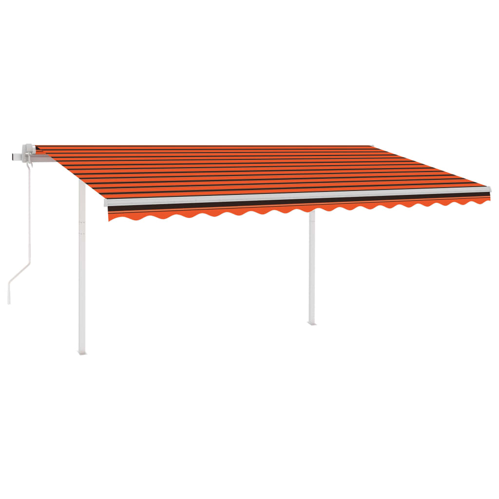 Tenda Retrattile Automatica con Pali 4,5x3,5 m Arancio Marrone 3070050