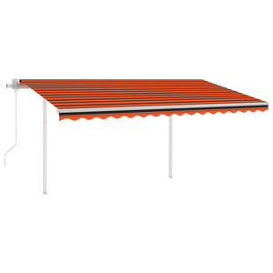 Tenda Retrattile Automatica con Pali 4,5x3,5 m Arancio Marrone 3070050
