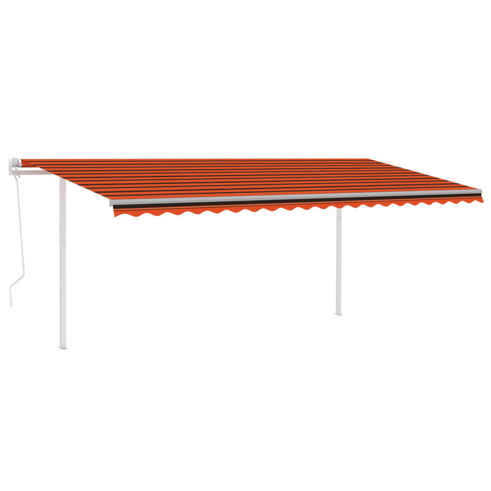 Tenda Retrattile Automatica con Pali 5x3,5 m Arancione Marrone 3070070