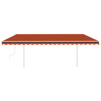 Tenda Retrattile Automatica con Pali 5x3,5 m Arancione Marrone 3070070