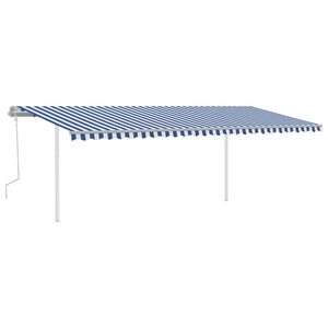 Tenda da Sole Retrattile Manuale con Pali 6x3,5 m Blu e Bianca cod mxl 43799