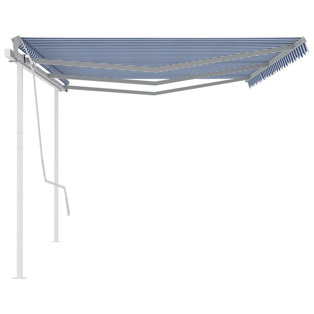 Tenda da Sole Retrattile Manuale con Pali 6x3,5 m Blu e Bianca cod mxl 43799