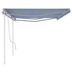 Tenda da Sole Retrattile Manuale con Pali 6x3,5 m Blu e Bianca cod mxl 43799