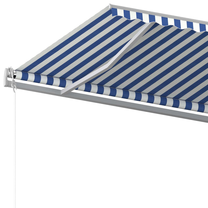 Tenda da Sole Retrattile Manuale con Pali 6x3,5 m Blu e Bianca cod mxl 43799