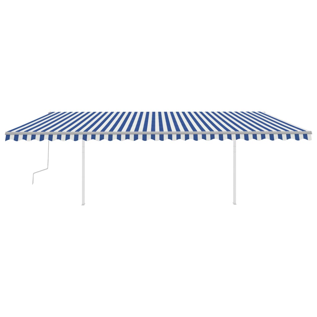 Tenda da Sole Retrattile Manuale con LED 6x3,5 m Blu e Bianca 3070081