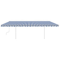 Tenda da Sole Retrattile Manuale con LED 6x3,5 m Blu e Bianca 3070081