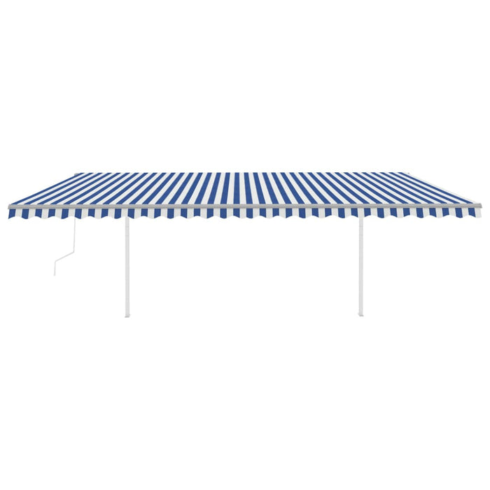 Tenda da Sole Retrattile Automatica con Pali 6x3,5 m Blu Bianca 3070086