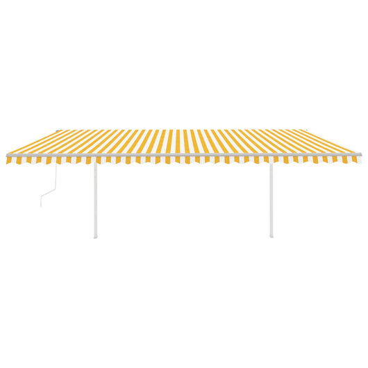 Tenda Retrattile Automatica con Pali 6x3,5 m Gialla e Bianca 3070088