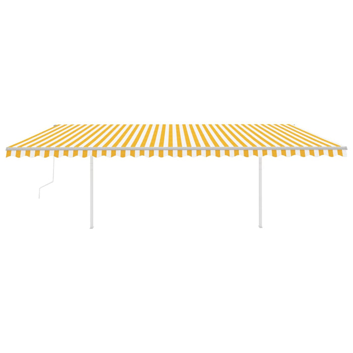 Tenda Retrattile Automatica con Pali 6x3,5 m Gialla e Bianca 3070088