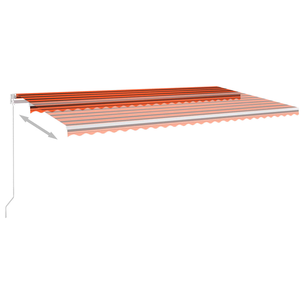Tenda Automatica Sensore Vento e LED 6x3,5 m Arancio e Marrone 3070095