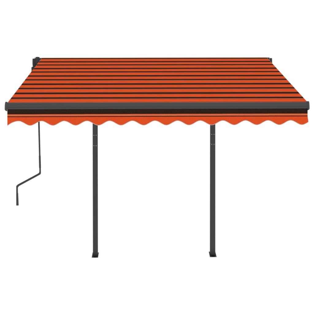 Tenda da Sole Retrattile Manuale Pali 3x2,5 m Arancione Marrone 3070100