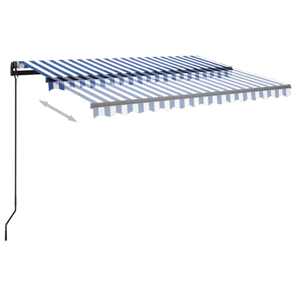 Tenda da Sole Retrattile Manuale con LED 3x2,5cm Blu e Bianca