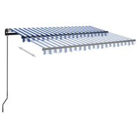 Tenda da Sole Retrattile Manuale con LED 3x2,5cm Blu e Bianca