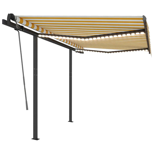 Tenda da Sole Retrattile Manuale con LED 3x2,5m Gialla Bianca 3070103