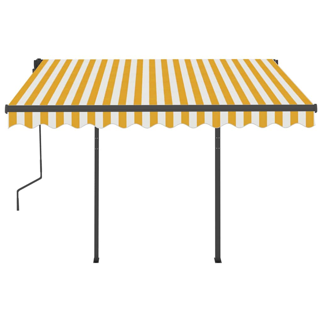 Tenda da Sole Retrattile Manuale con LED 3x2,5m Gialla Bianca 3070103