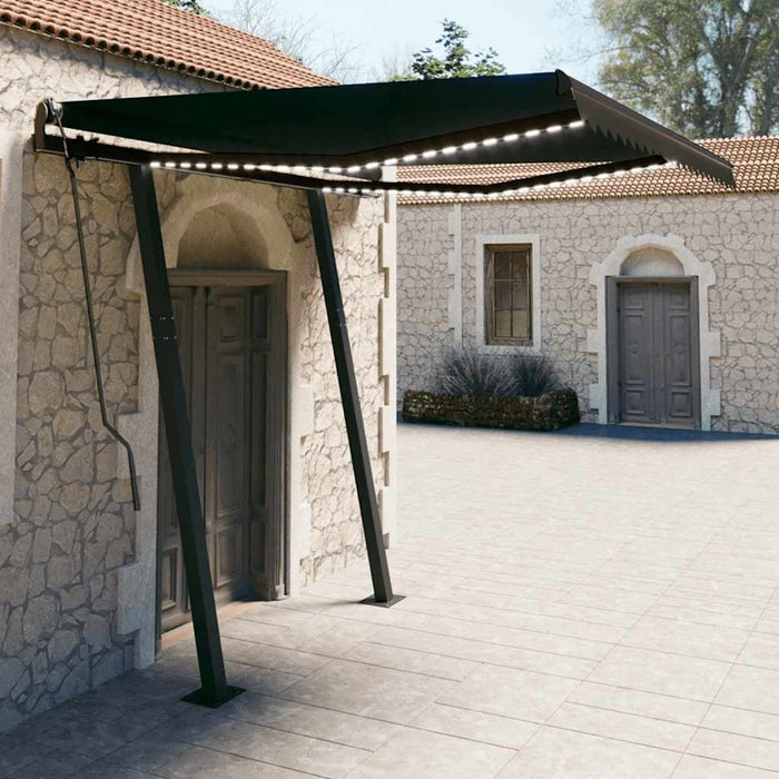 Tenda da Sole Retrattile Manuale con LED 3x2,5m Antracite 3070104