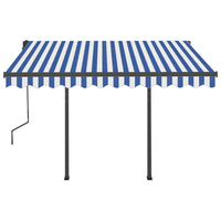 Tenda da Sole Retrattile Automatica con Pali 3x2,5m Blu/ Bianca 3070106