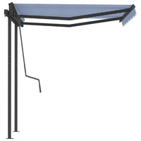 Tenda da Sole Retrattile Automatica con Pali 3x2,5m Blu/ Bianca 3070106
