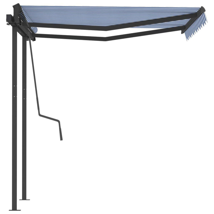 Tenda da Sole Retrattile Automatica con Pali 3x2,5m Blu/ Bianca 3070106