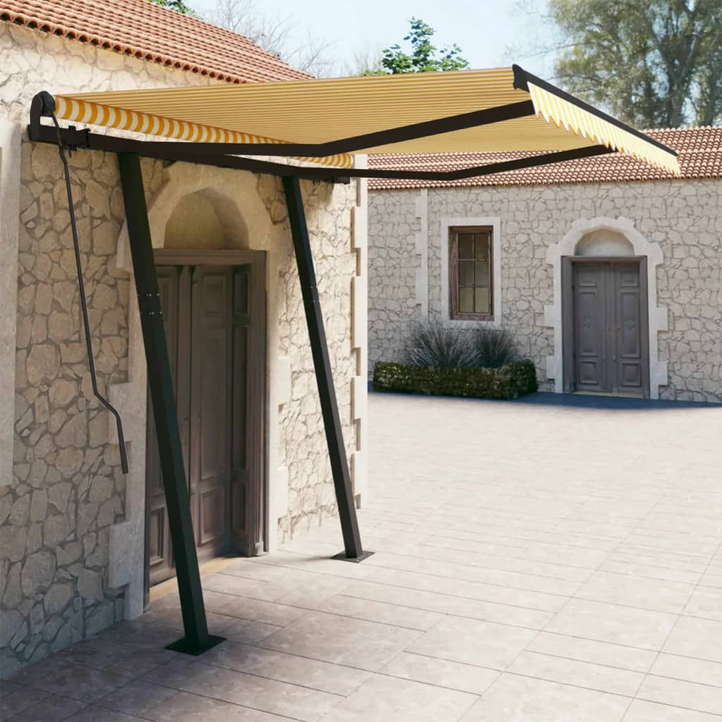 Tenda da Sole Retrattile Automatica Pali 3x2,5m Gialla Bianca 3070108