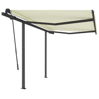 Tenda da Sole Retrattile Manuale con Pali 3,5x2,5 m Crema 3070117