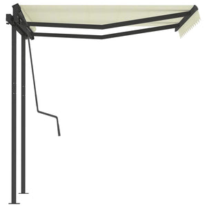 Tenda da Sole Retrattile Manuale con Pali 3,5x2,5 m Crema 3070117