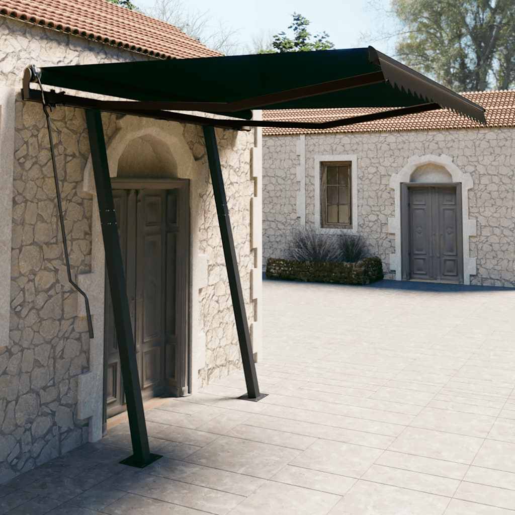 Tenda da Sole Retrattile Manuale con Pali 3,5x2,5m Antracite