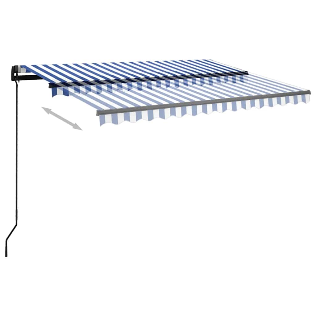 Tenda da Sole Retrattile Manuale con LED 3,5x2,5m Blu e Bianca 3070121