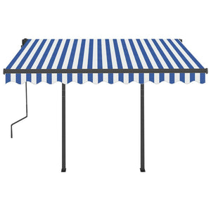 Tenda da Sole Retrattile Manuale con LED 3,5x2,5m Blu e Bianca 3070121