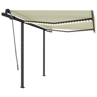 Tenda da Sole Retrattile Manuale con LED 3,5x2,5 m Crema 3070122