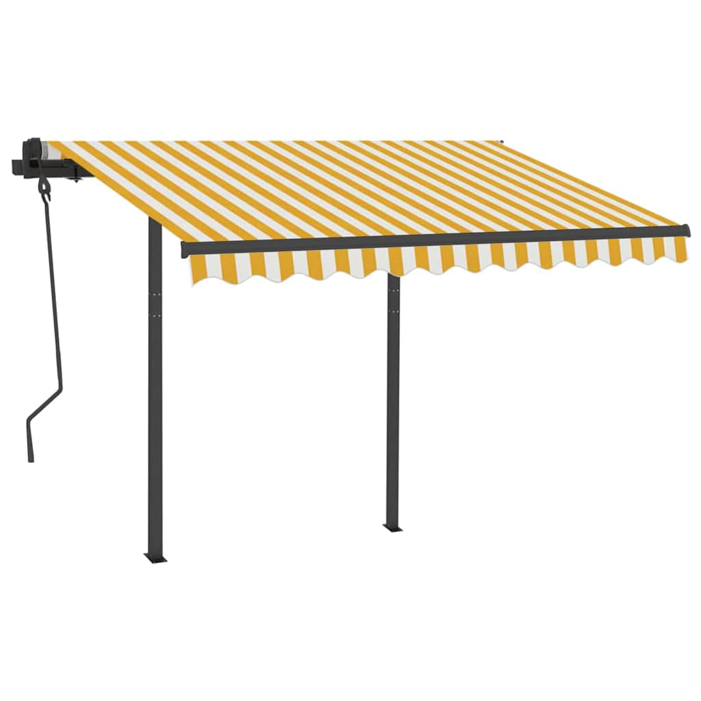 Tenda da Sole Retrattile Manuale con LED 3,5x2,5m Gialla Bianca 3070123