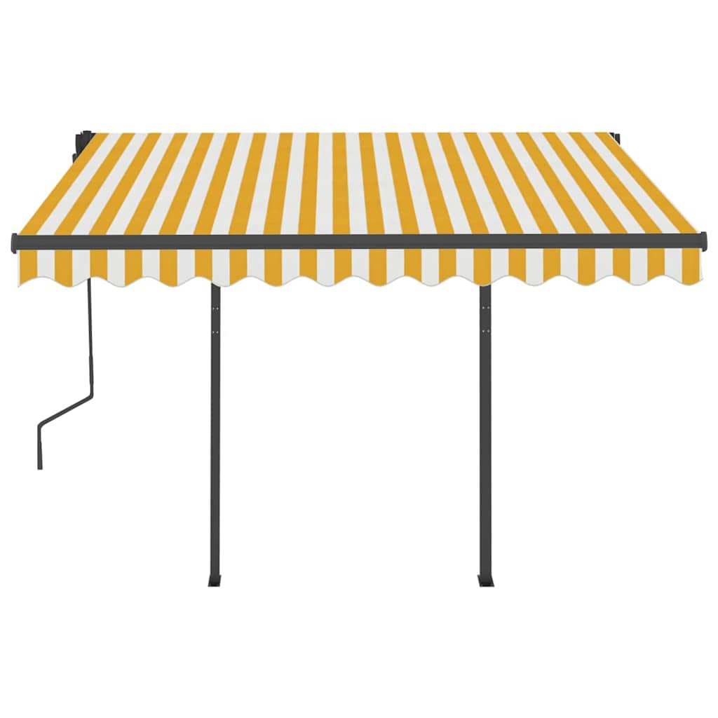 Tenda da Sole Retrattile Manuale con LED 3,5x2,5m Gialla Bianca 3070123