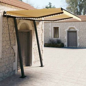 Tenda da Sole Retrattile Manuale con LED 3,5x2,5m Gialla Bianca 3070123