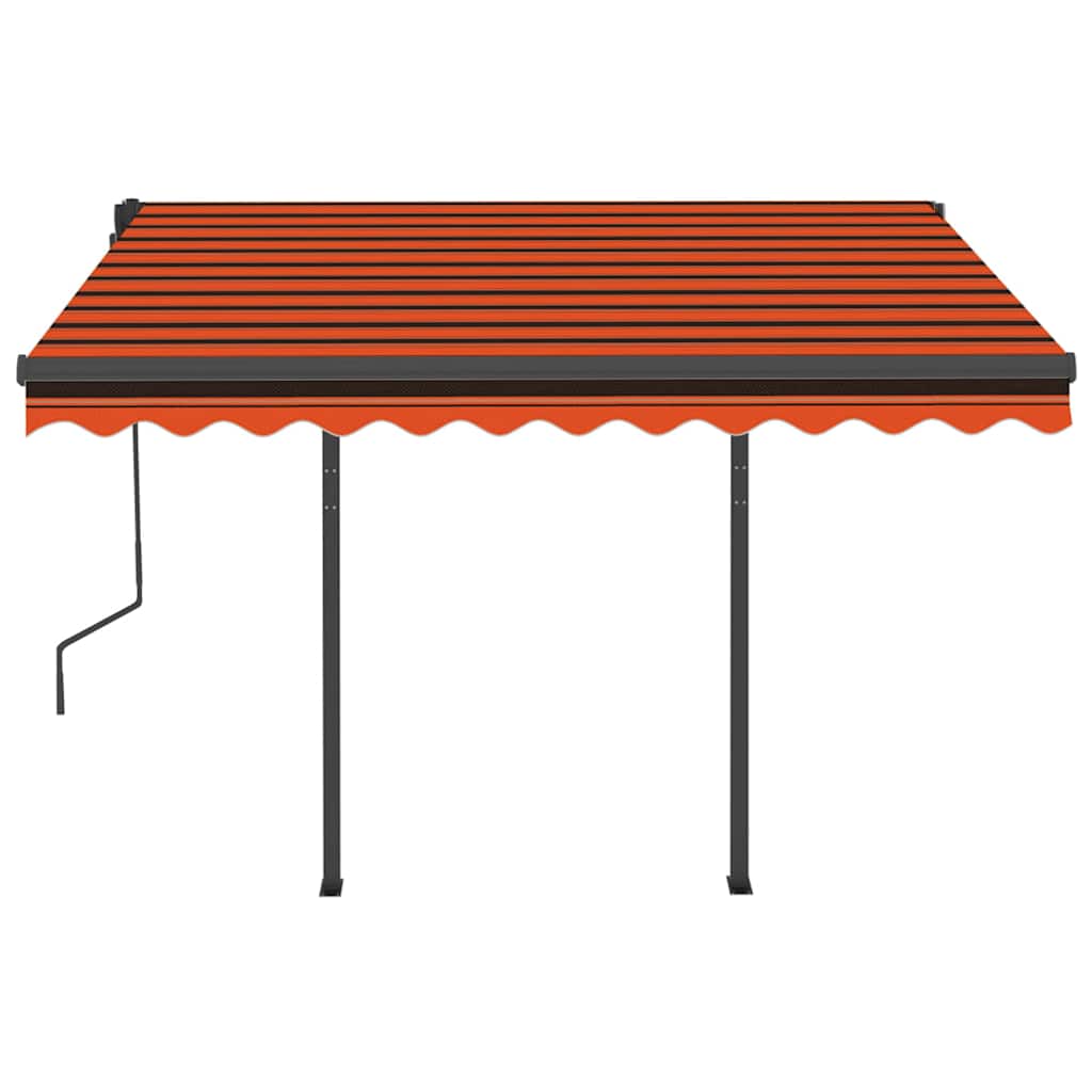 Tenda Retrattile Manuale con LED 3,5x2,5m Arancio e Marrone 3070125