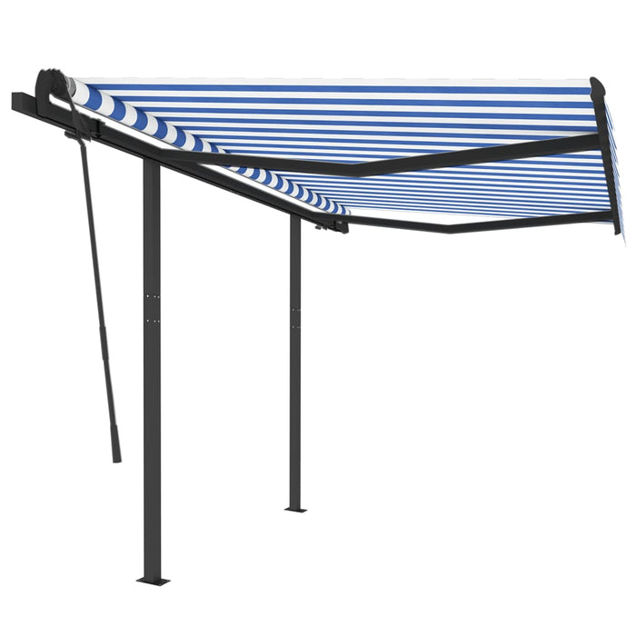 Tenda da Sole Retrattile Automatica Pali 3,5x2,5m Blu e Bianca 3070126