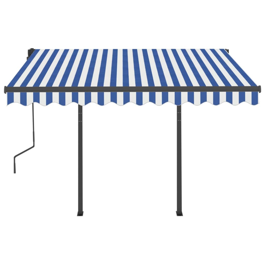 Tenda da Sole Retrattile Automatica Pali 3,5x2,5m Blu e Bianca 3070126