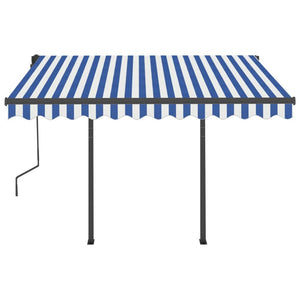 Tenda da Sole Retrattile Automatica Pali 3,5x2,5m Blu e Bianca 3070126
